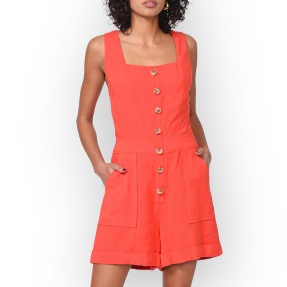 Greylin Pants - Greylin Anthropologie Women’s Romper NWT Nilli Square Neck Romper- M -Tomato Red